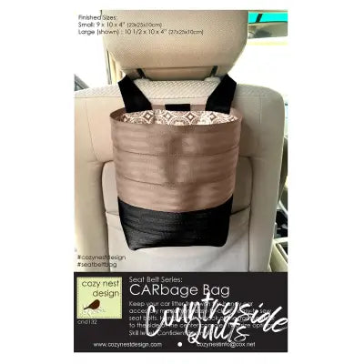 CARbage Seat Belt Vehicle Litter Bag in Saddle and Black
