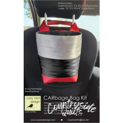 CARbage Seat Belt Vehicle Litter Bag in Silver Black & Red