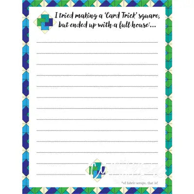 Card Trick Quilt Block Note Pad