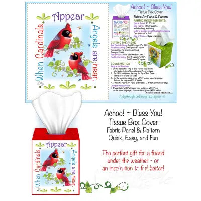 Cardinals Tissue Box Panel and Pattern
