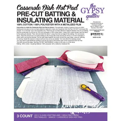 Casserole Dish Hot Pad  Pre-Cut Batting 3ct
