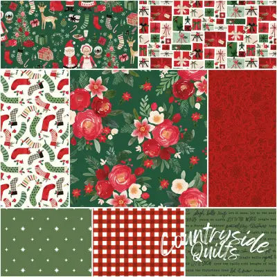 Charming Christmas 1 Yard Bundle Green, 8pcs