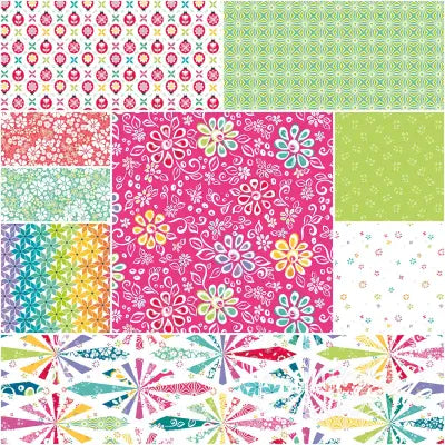 Chasing Rainbows 1 Yard Bundle Pink, 9 Pcs.