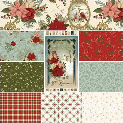 Christmas Greetings 1 Yard Bundle Cream, 10pcs