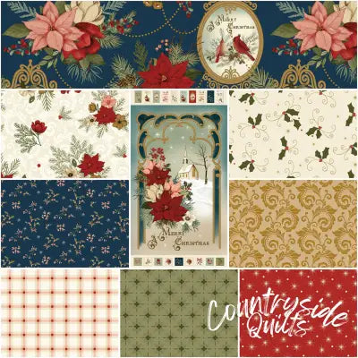 Christmas Greetings 1 Yard Bundle Navy, 10pcs