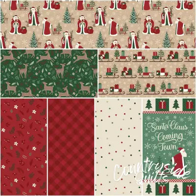 Christmas Time 1 Yard Bundle Tan, 7 Pcs.
