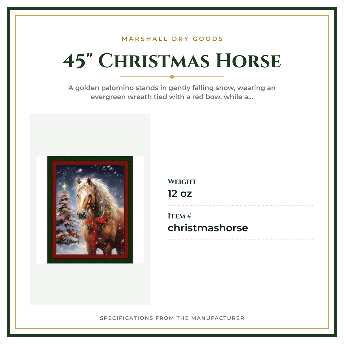 Product Specifications – 45" Christmas Horse