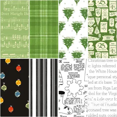 Classic Christmas 1 Yard Bundle Green, 8pcs
