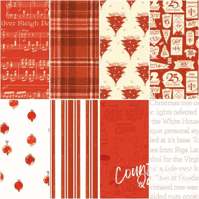 Classic Christmas 1 Yard Bundle Red, 8pcs