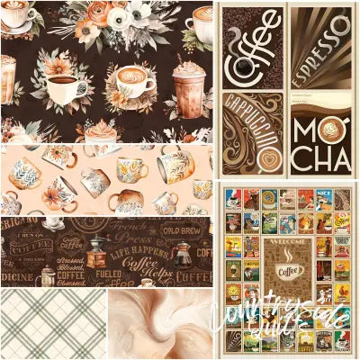 Coffee Time 1 Yard Bundle Brown, 7pcs