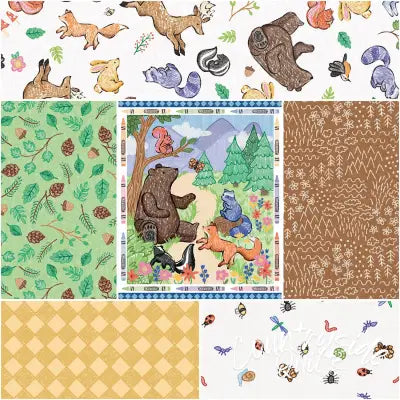 Colorful Critters 1 Yard Bundle White, 6 Pcs.