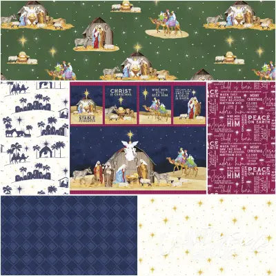 Come Let Us Adore Him 1 Yard Bundle Green, 6pcs