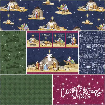 Come Let Us Adore Him 1 Yard Bundle Navy, 6pcs