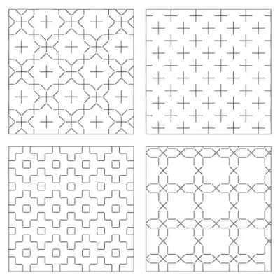 Cosmo Sashiko 100% Cotton Pre-printed Precut Set For Coasters - White