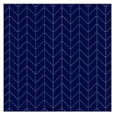 Cosmo Sashiko Cotton & Linen Precut Fabric - Chevron Design - Navy