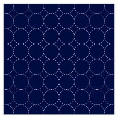 Cosmo Sashiko Cotton & Linen Precut Fabric - Circle Design- Navy