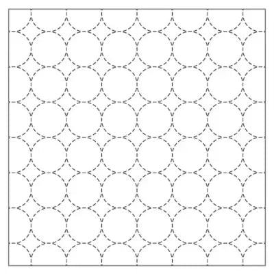 Cosmo Sashiko Cotton & Linen Precut Fabric - Circle Design- Off White