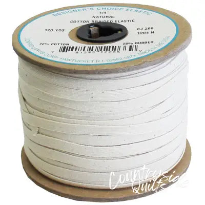 Cotton Braid Elastic 1/4in x 120yd Natural