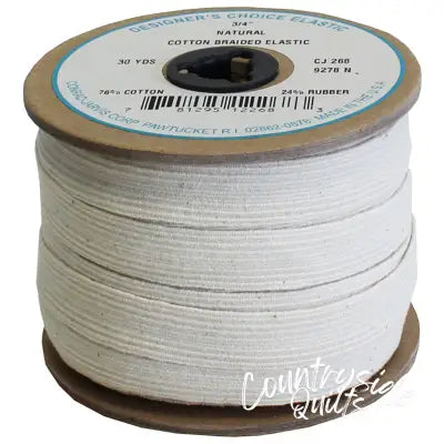 Cotton Braid Elastic 3/4in x 30yd Natural