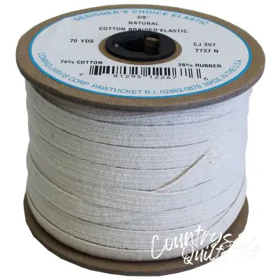 Cotton Braid Elastic 3/8in x70yd Natural