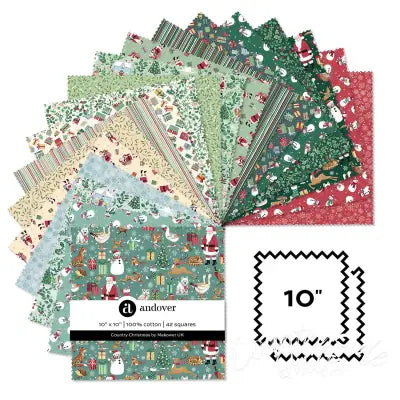 Country Christmas 10 Inch Square 42 Cuts Each