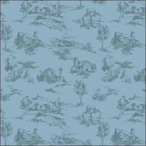 Countryside Scenery Blue 44’’ / 45’’ Width C14532-BLUE