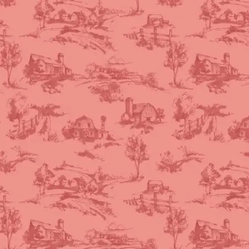 Countryside Scenery Coral 44’’ / 45’’ Width C14532-CORAL