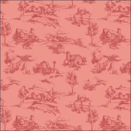 Countryside Scenery Coral 44’’ / 45’’ Width C14532-CORAL