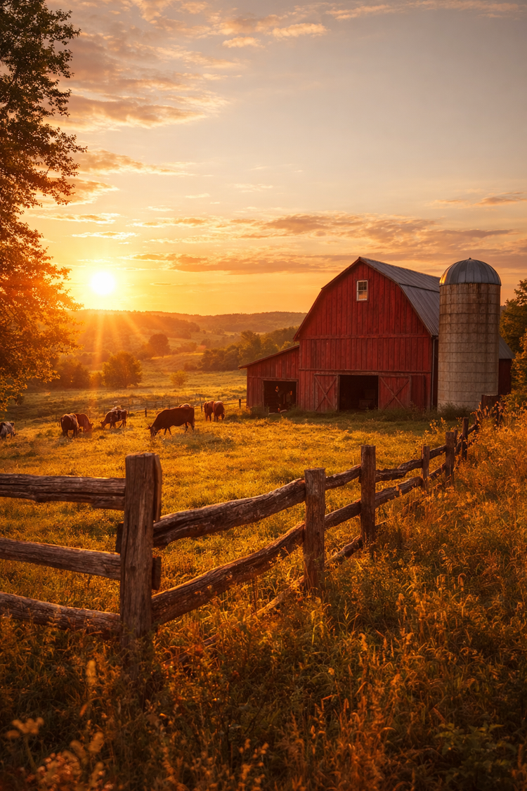A rustic Missouri countryside scene evoking home, memory, and the warmth of gathering together