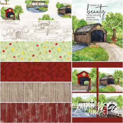 Covered Bridges in Spring 1 Yard Bundle White, 8pcs/bundle