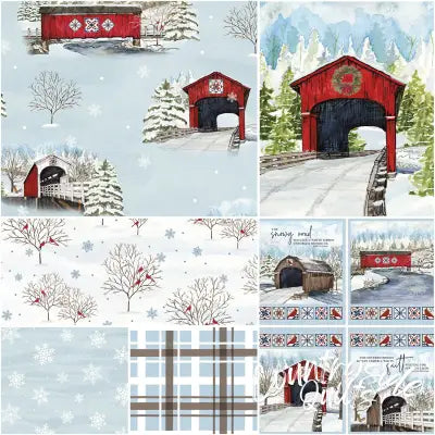 Covered Bridges in Winter 1 Yard Bundle Iceberg, 6 Pcs.