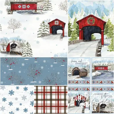Covered Bridges in Winter 1 Yard Bundle Snow, 6 Pcs.