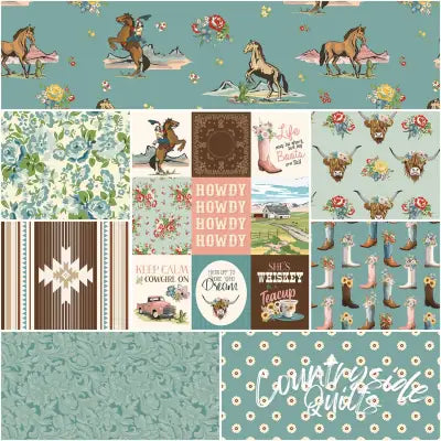 Cowgirl 1 Yard Bundle Blue, 8pcs