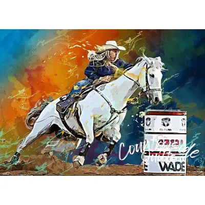 Cowgirl on the Move Panel 24in x 17in