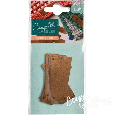Craft Labeler Sew-in Labels Leather Brown 5pk