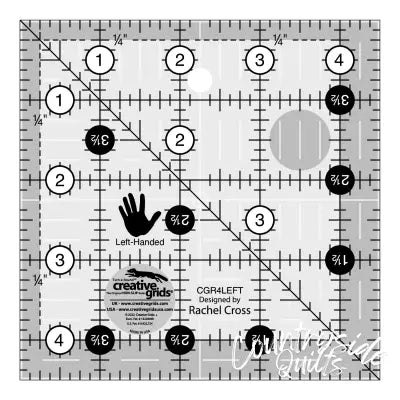 Creative Grids Left Handed Quilt Ruler 4-1/2in Square