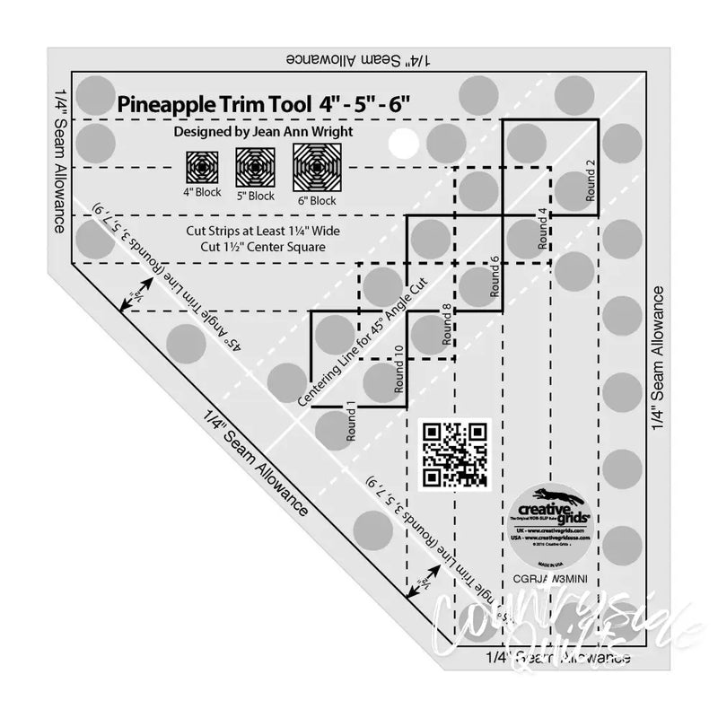 Creative Grids Pineapple Trim Tool Mini Quilt Ruler Notions