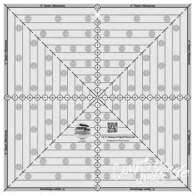 Creative Grids Quilt Ruler 12-1/2in Square It Up or Fussy Cut Square