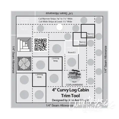 Creative Grids Quilt Ruler 4in Curvy Log Cabin Trim Tool