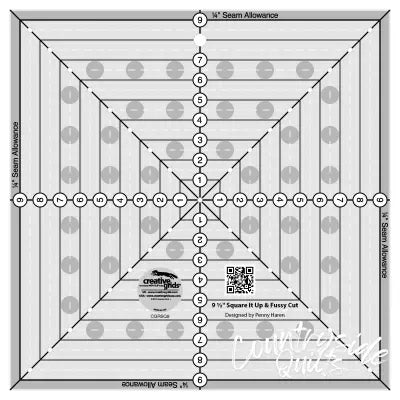 Creative Grids Quilt Ruler 9-1/2in Square It Up or Fussy Cut Square
