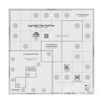 Creative Grids Quilt Ruler Log Cabin Trim Tool Two 6in &amp; 12in Blocks