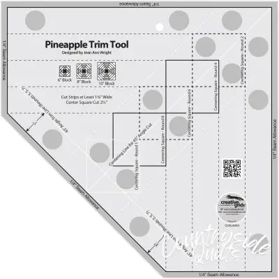 Creative Grids Quilt Ruler Pineapple Trim Tool for 6, 8 or 10in Finished Blocks
