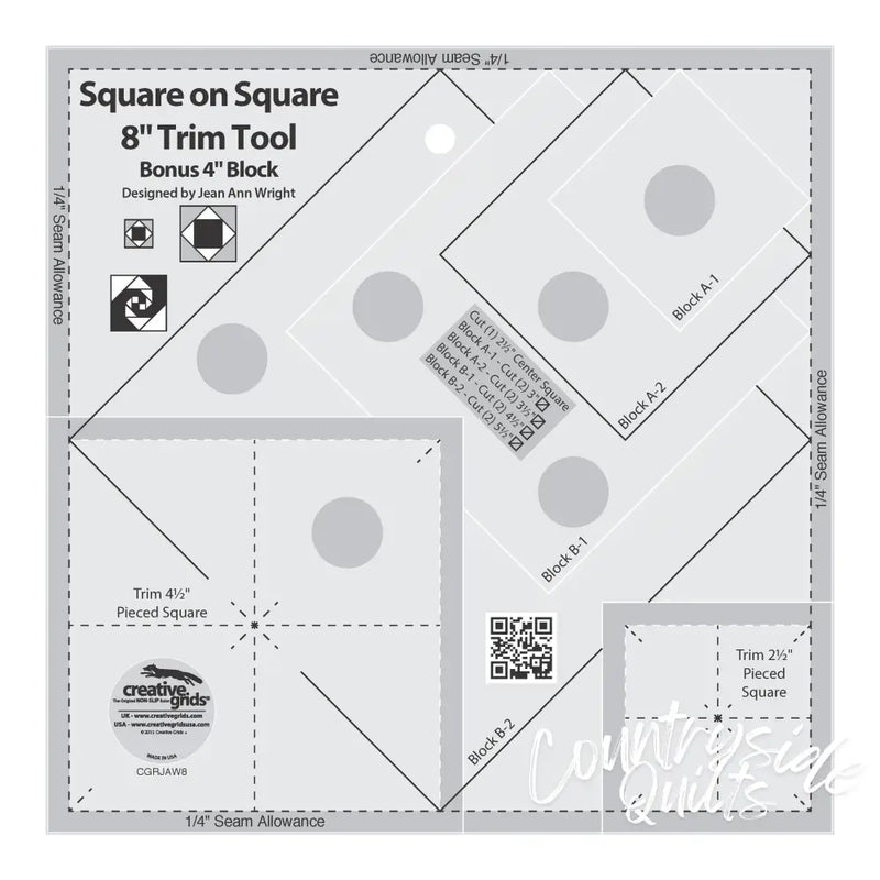 Creative Grids Square on Trim Tool - 4in or 8in Finished