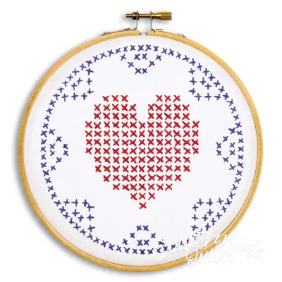 Cross-Stitch Heart & Lace 6in Hoop Kit