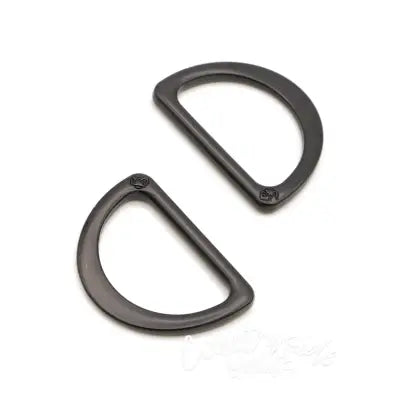 D Ring Flat 1in Black Metal Set of Two