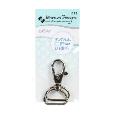 D Ring and Swivel Clip Nickel 1ct  - 3/4in