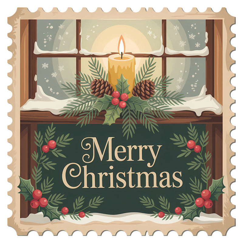 Vintage Christmas Stamps Fabric Panel 6