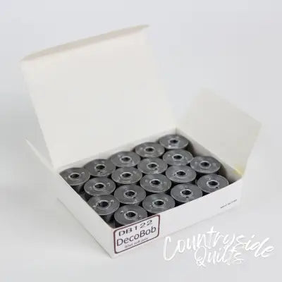DecoBob Prewound Bobbins Size L 36ct Dark Grey