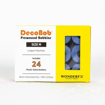 DecoBob Prewound Bobbins Size M 24ct Bright Blue