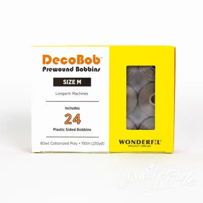 DecoBob Prewound Bobbins Size M 24ct Brown-Grey